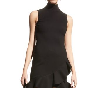 Mock-Neck Flounce Dress